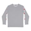 Image of Slash-32 “F0r H0sts 0nly” Men’s Long Sleeve Shirt front view with “For Hosts Only” text printed on both sleeves – Grey