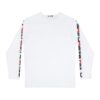 Image of the Slash-32 F0r H0sts 0nly Men’s Long Sleeve Shirt in white, front view with “F0r H0sts 0nly” text printed down both sleeves.