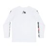 Back view of Slash-32 F0r H0sts 0nly Men's Long Sleeve in white, featuring “F0r H0sts 0nly” text running down both sleeves and “/32” printed at the upper center back.