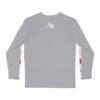 Image of Slash-32 “F0r H0sts 0nly” Men’s Long Sleeve Shirt back view with “/32” logo centered on the upper back and “For Hosts Only” printed on both sleeves – Grey