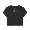 Back view of the black Dev Cotoure: F0r H0sts 0nly Women’s Crop Tee, featuring the ‘/32’ logo text on the back. Designed for the Unknown Host for ladies—soft on the surface, hard coded beneath—this tee blends feminine strength with cyber identity and inner resilience.