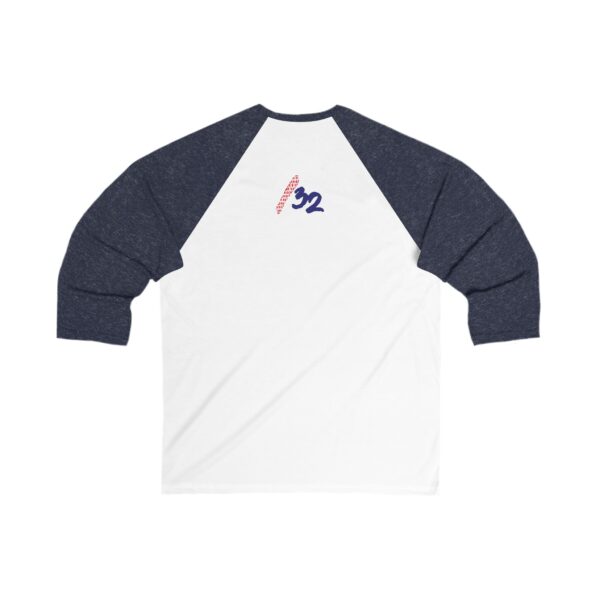 Back view of the white/navy Dev’ed Up Baseball Tee, showcasing Slash-32’s “/32” logo on the upper back. A subtle nod to infrastructure minds.