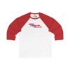 Front view of the white/red Dev’ed Up: F0r H0sts 0nly 3/4 Sleeve Baseball Tee with the front text “F0r H0sts 0nly.” A bold design for digital insiders with analog edge.