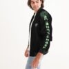 Side view of male model wearing the men’s ‘We Will Fight’ Black Label jacket from Slash-32’s Preamble Collection — a streetwear piece symbolizing defiance and digital freedom.