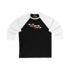 Front view of the black/white Dev’ed Up: F0r H0sts 0nly 3/4 Sleeve Baseball Tee with “F0r H0sts 0nly” front text. Designed for those with silent logins and loud intent.