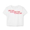 Front view of the white Dev Cotoure: F0r H0sts 0nly Women’s Crop Tee, featuring a bold digital slogan reading “F0r H0sts 0nly.” Designed for the Unknown Host for ladies—soft on the surface, hard coded beneath—this tee blends feminine strength with cyber identity and inner strength.
