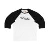 Front view of the white/black Dev’ed Up: F0r H0sts 0nly 3/4 Sleeve Baseball Tee. Features the signature “F0r H0sts 0nly” message for quiet operators.