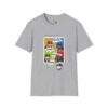 Front view of the grey NY Broadcast TTL Drop Shirt by Slash-32 with bold graphic print.