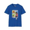 Front view of the blue NY Broadcast TTL Drop Shirt by Slash-32 with bold graphic print.