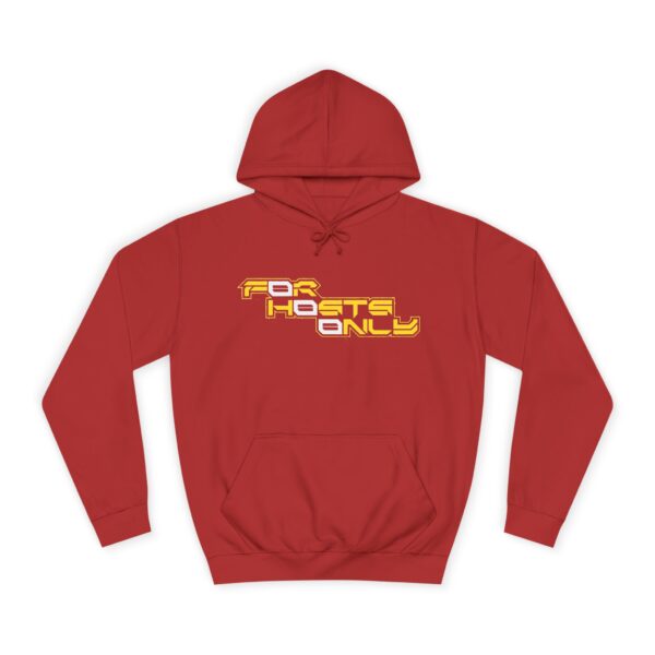 F0r H0sts 0nly unisex hoodie with bold code-inspired text design, perfect for behind-the-scenes operators.