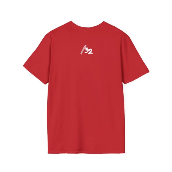 Back view of the red NY Broadcast TTL Drop Shirt by Slash-32, featuring the “/32” text on the back—a subtle nod to subnet masks and broadcast limits, designed for those who know the stack.