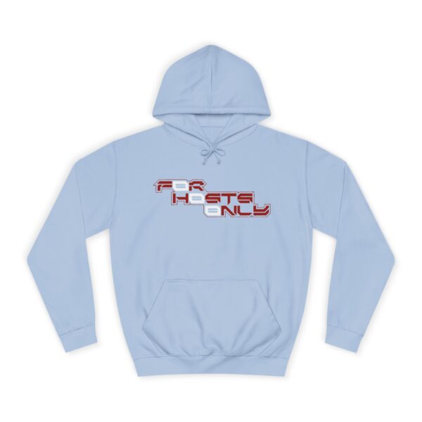 F0r H0sts 0nly unisex hoodie with bold code-inspired text design, perfect for behind-the-scenes operators.