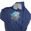 Image of FH0 – Kn0wn H0st’s Binary Hoodie by Slash-32 in Navy Blue, featuring /32 microchip graphic on back and custom binary signature on the hood.